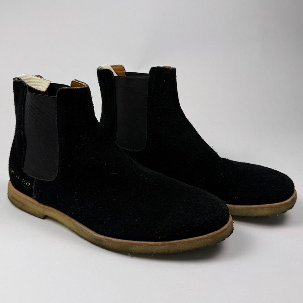 Common Projects Chelsea Boots Black Suede Crepe Sole Italy Size 44